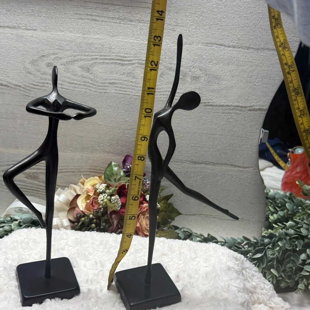 vintage Bodrul Khalique black bronze ballet dancer sculptures from IKEA 14”
